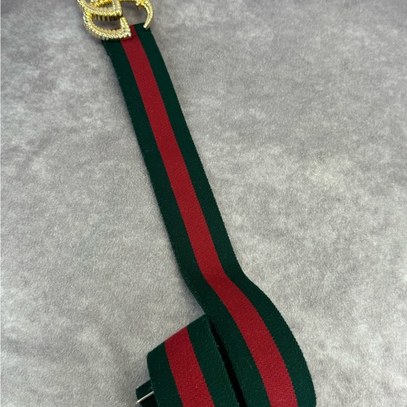 GUCCI Red/Green Web Elastic Torchon Double G Belt Size 70/28 - Picture 9 of 10